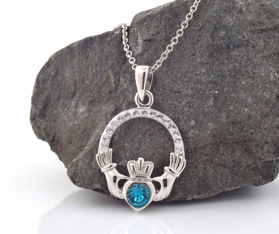 Shanore Claddagh Birthstone Pendant - December