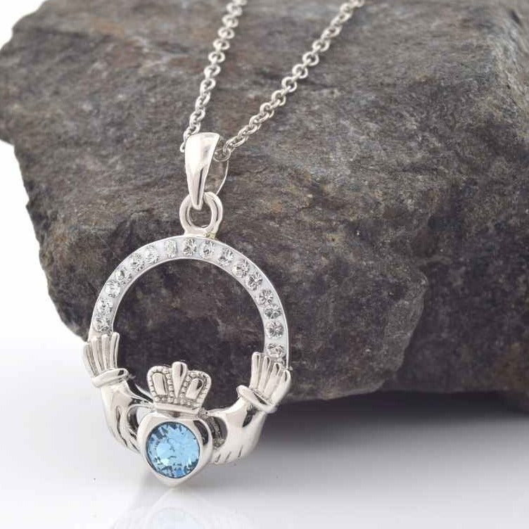 Shanore Claddagh Birthstone Pendant - March