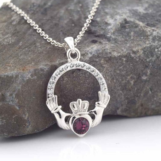 Shanore Claddagh Birthstone Pendant - February