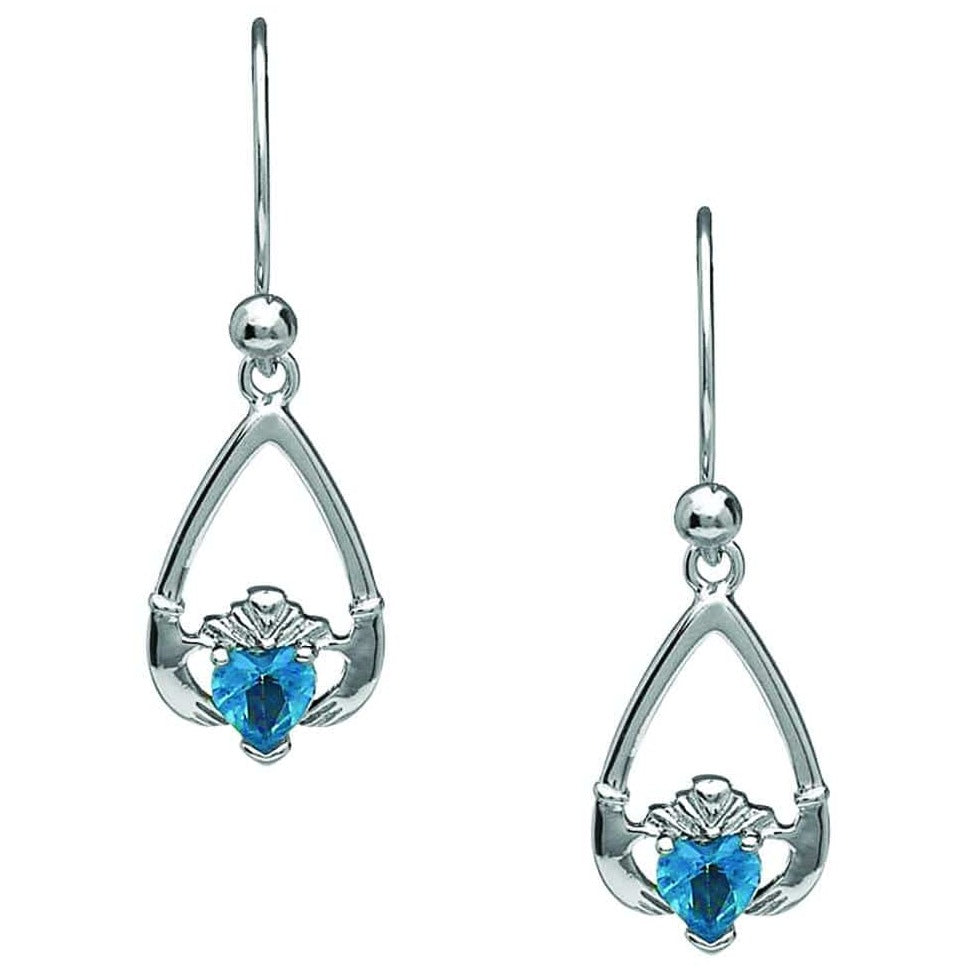 Birthstone Claddagh Earrings - December