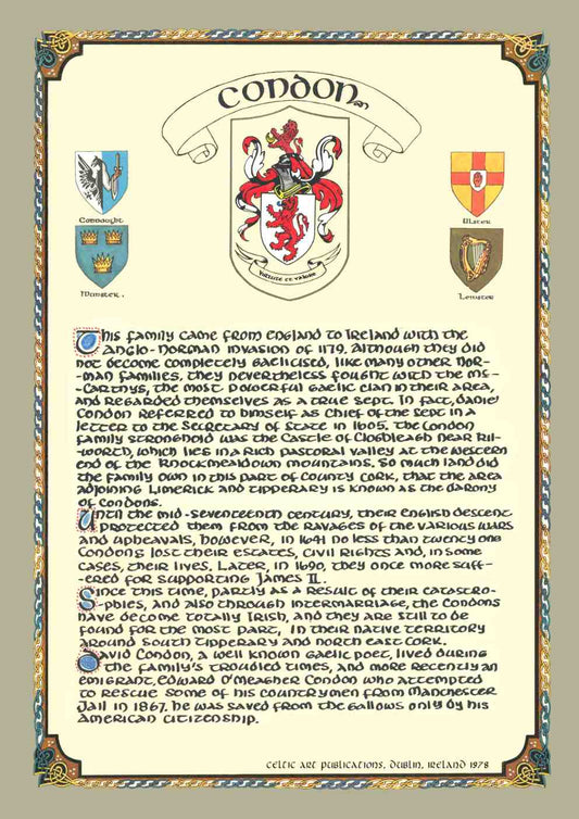 Condon Family Crest Parchment