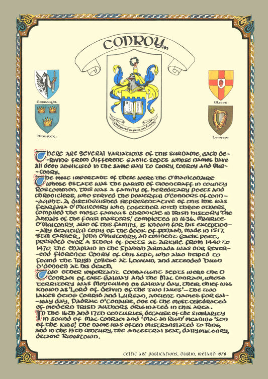 Conroy Family Crest Parchment