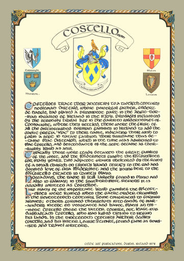 Costello Family Crest Parchment