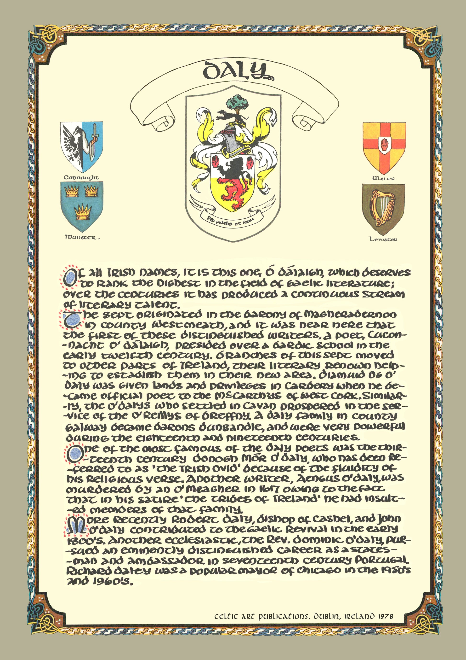 Daly Family Crest Parchment