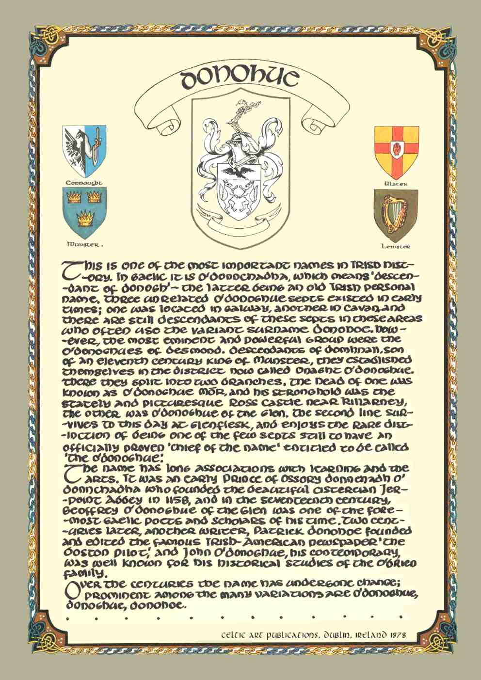 Donohue Family Crest Parchment