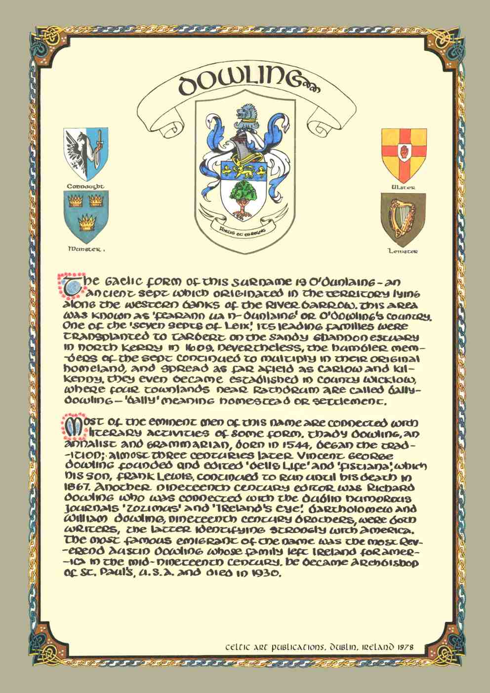 Dowling Family Crest Parchment