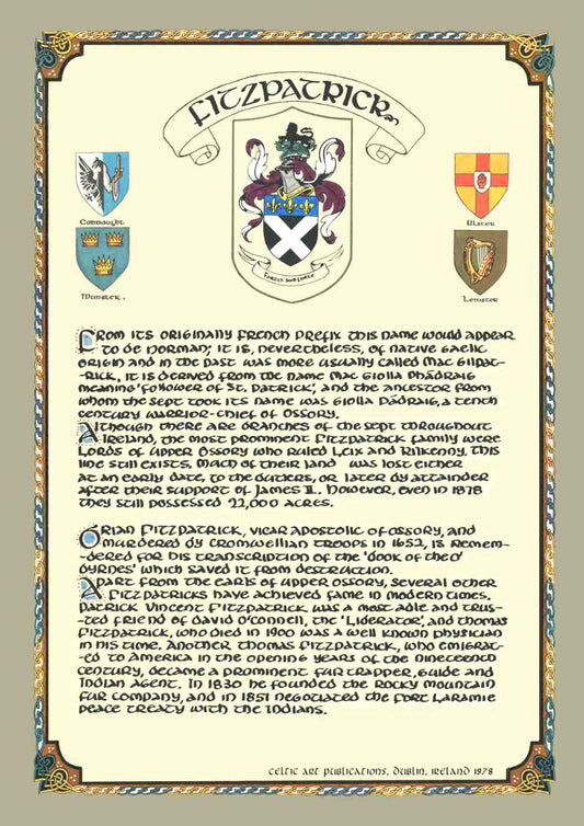 Fitzpatrick Family Crest Parchment