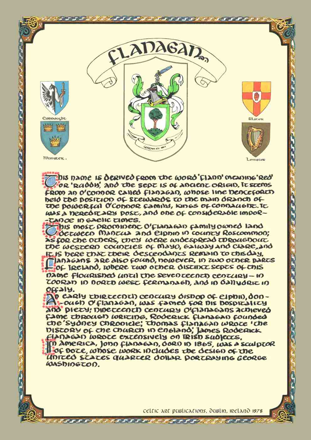 Flanagan Family Crest Parchment