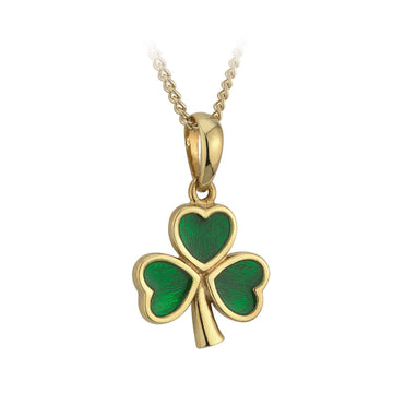 18K Gold Plated Enamel Shamrock Pendant