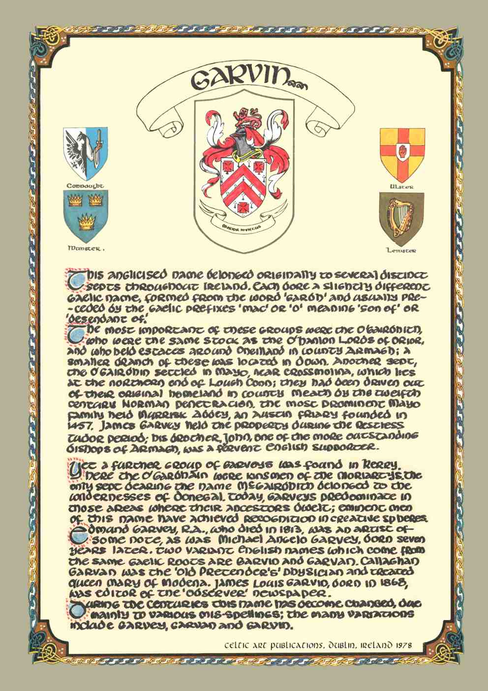 Garvin Family Crest Parchment