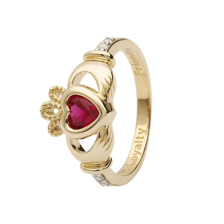 Shanore Gold Claddagh Birthstone Ring - July