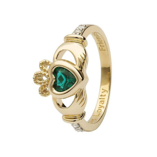 Shanore Gold Claddagh Birthstone Ring - May