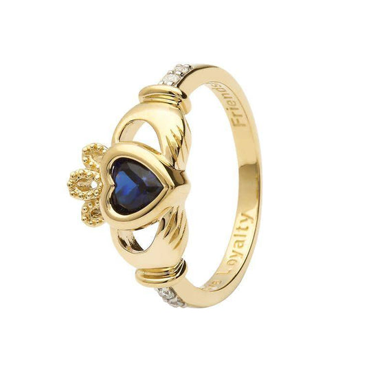 Shanore Gold Claddagh Birthstone Ring - September