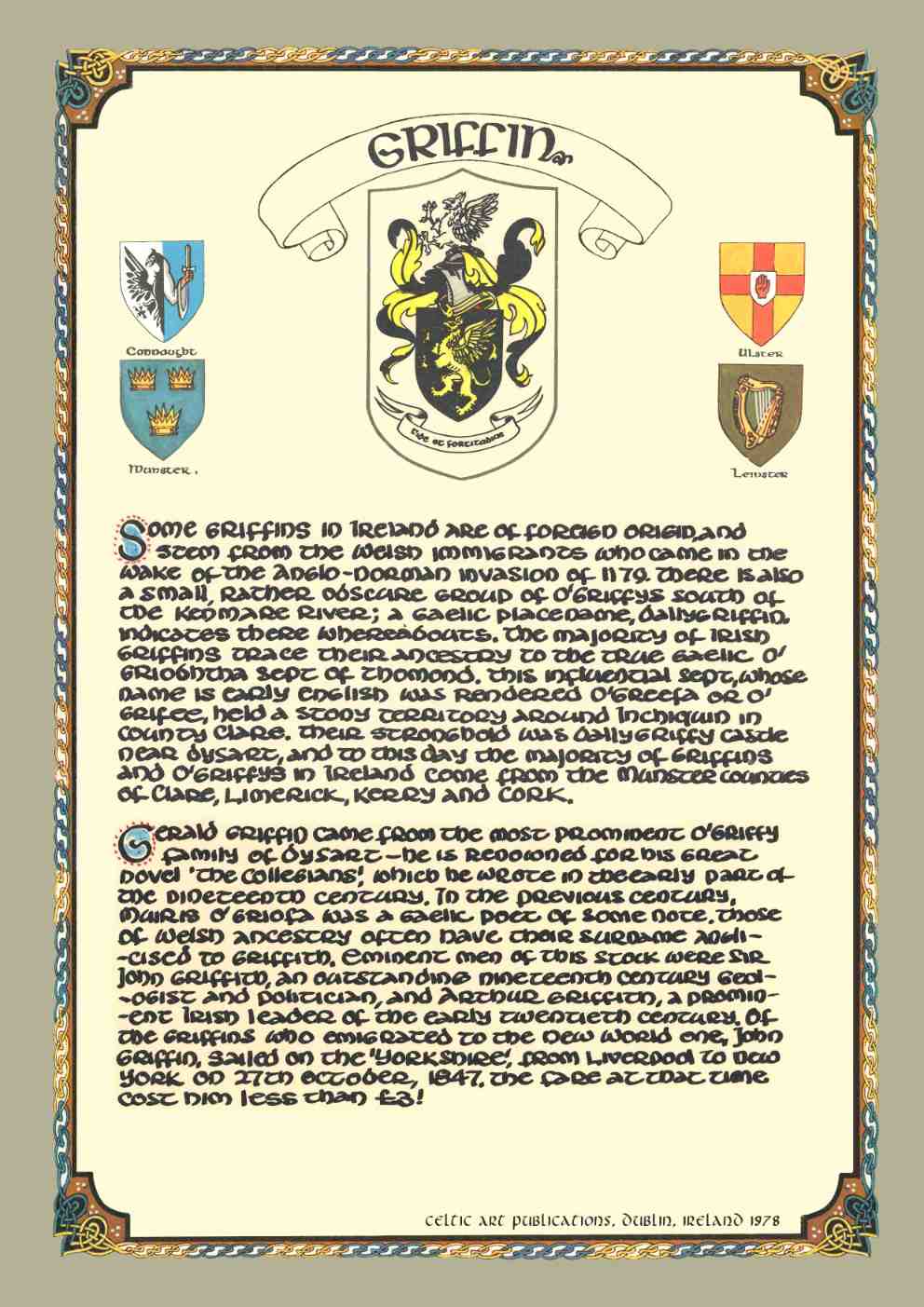 Griffin Family Crest Parchment