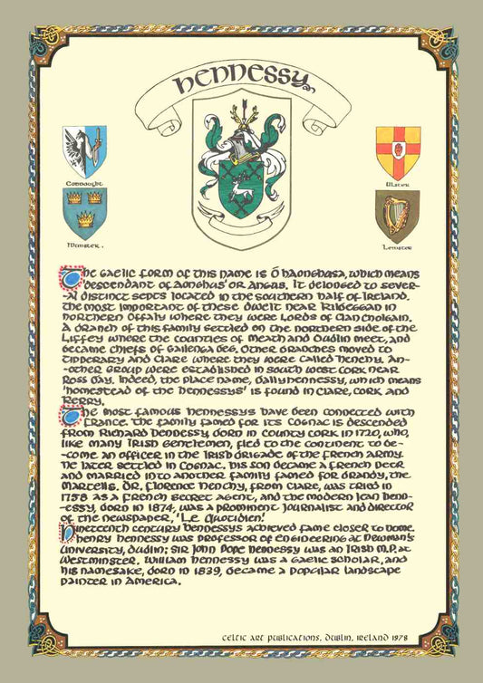 Hennessy Family Crest Parchment