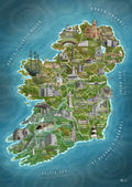 Ireland Landmark & County Map Print