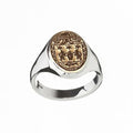 Irish Ring - Coat of Arms Sterling Silver and 10k Gold Ladies Heavy Solid Oval Heraldic Ring