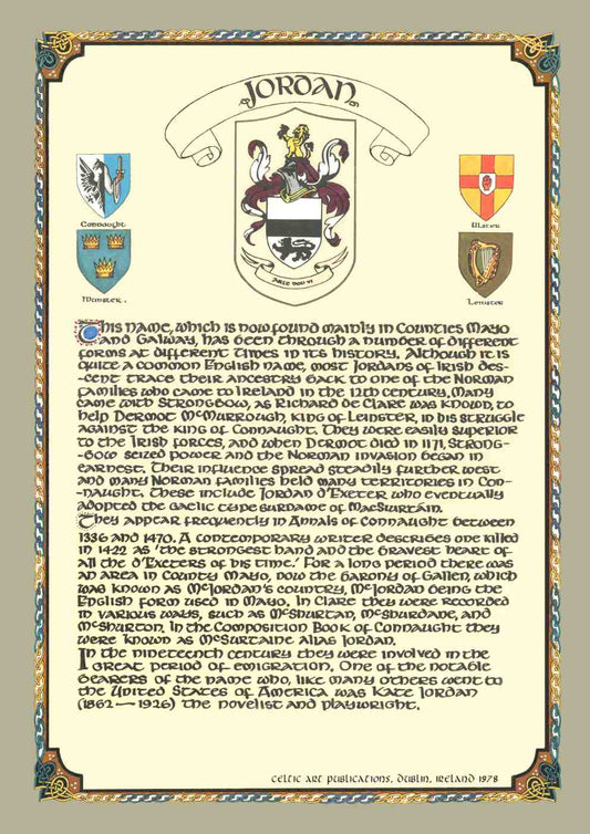 Jordan Family Crest Parchment