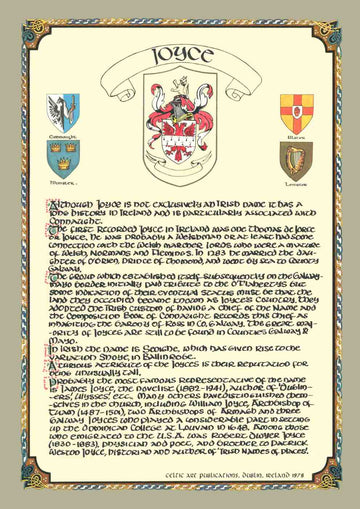 Joyce Family Crest Parchment