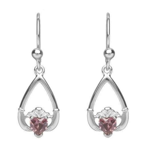 Birthstone Claddagh Earrings - June