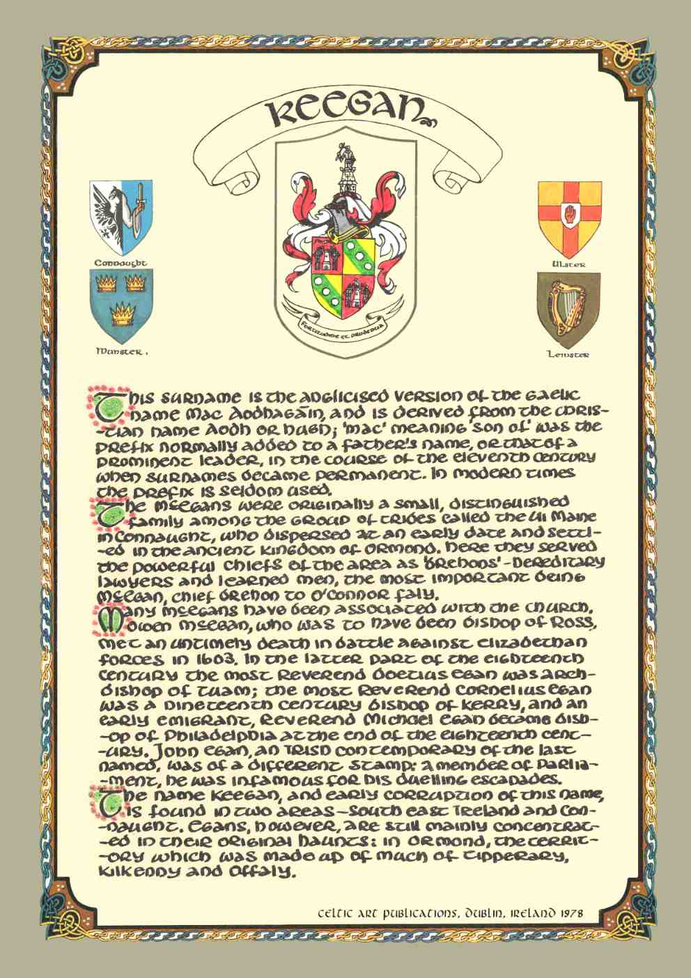 Keegan Family Crest Parchment