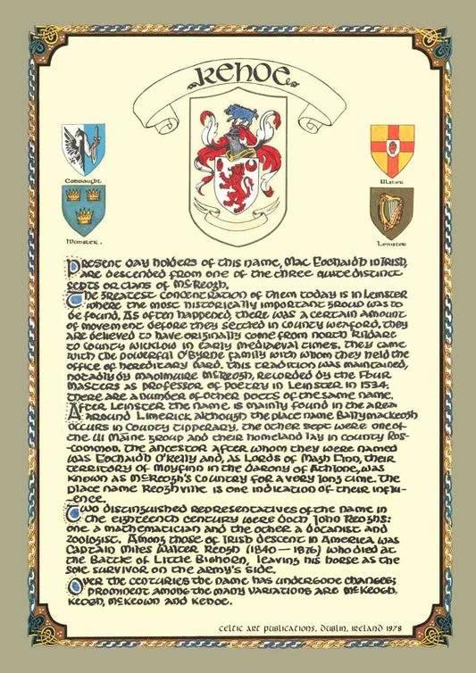 Kehoe Family Crest Parchment