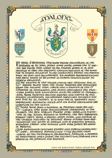 Malone Family Crest Parchment