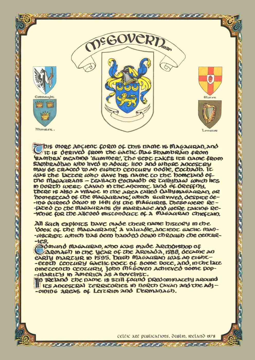 McGovern Family Crest Parchment