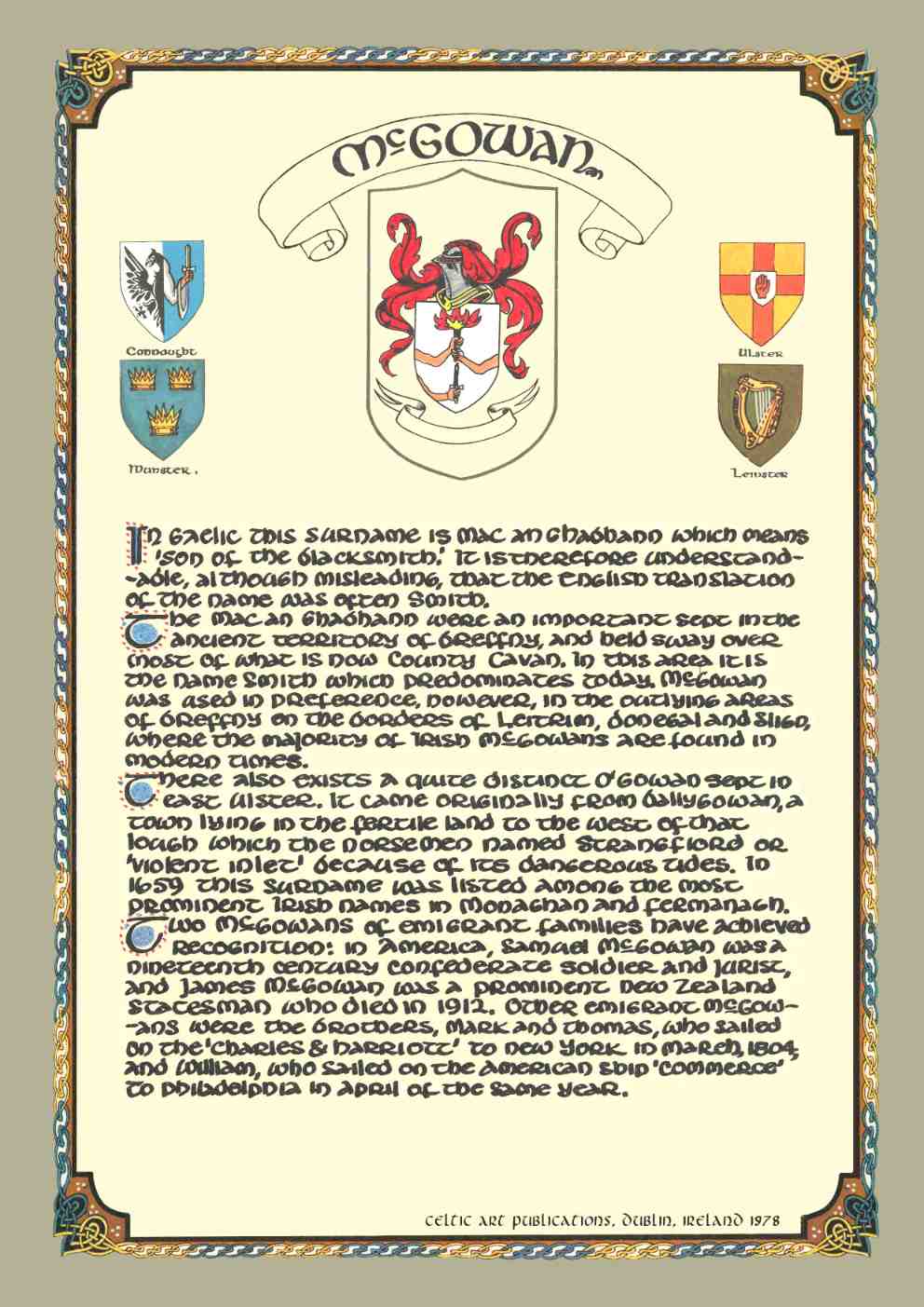 McGowan Family Crest Parchment