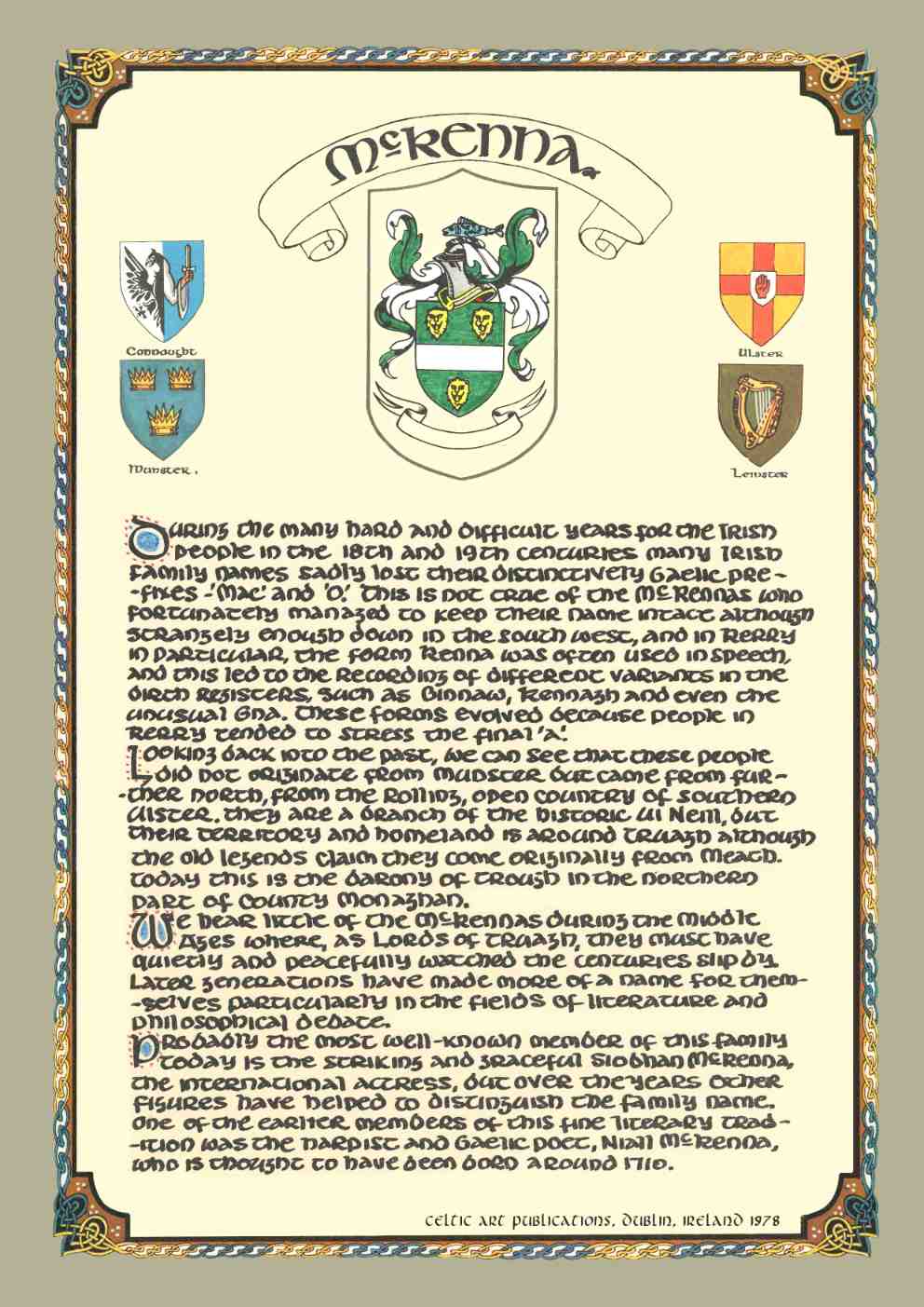 McKenna Family Crest  Parchment