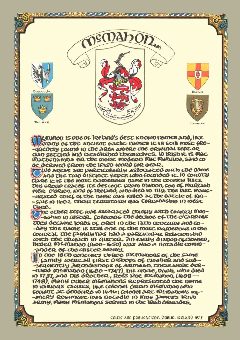 McMahon Family Crest Parchment