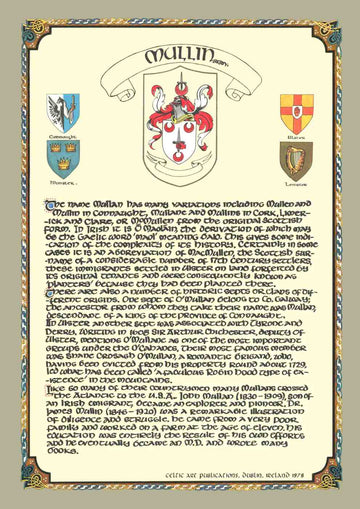 Mullin Family Crest Parchment