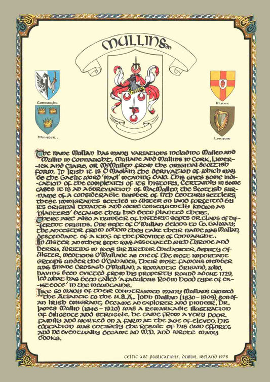 Mullins Family Crest Parchment