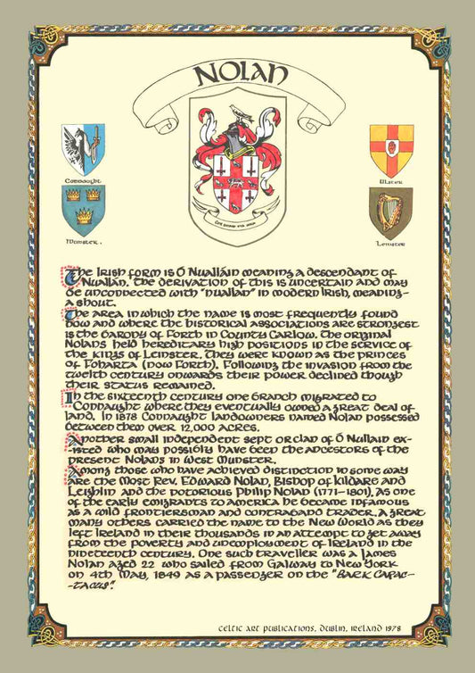 Nolan Family Crest Parchment