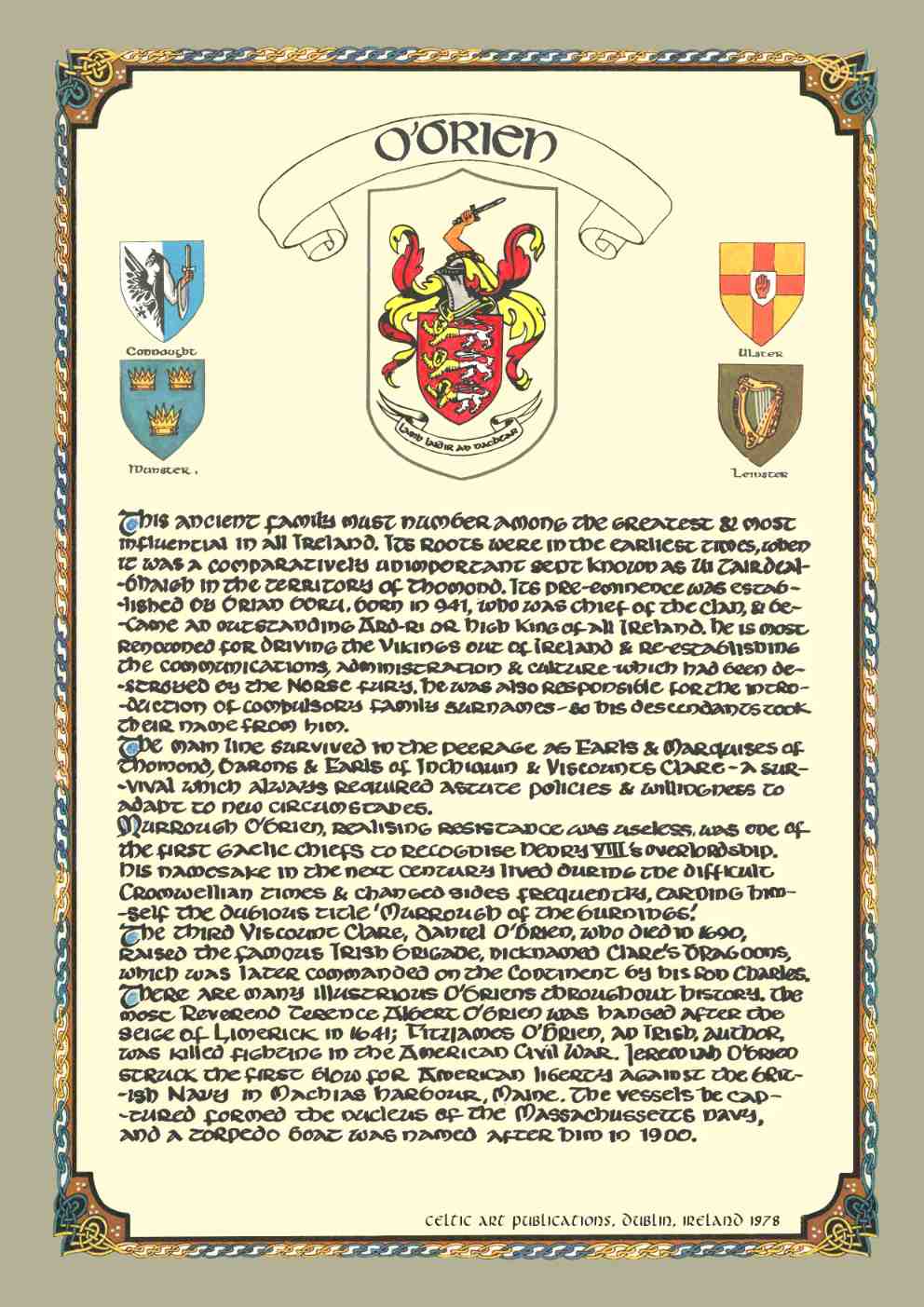 O'Brien Family Crest Parchment