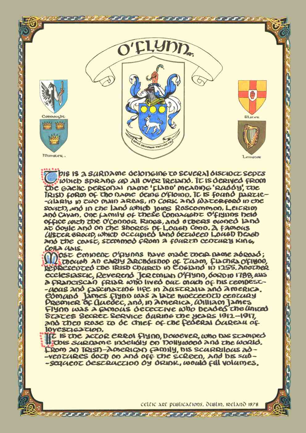 O'Flynn Family Crest Parchment