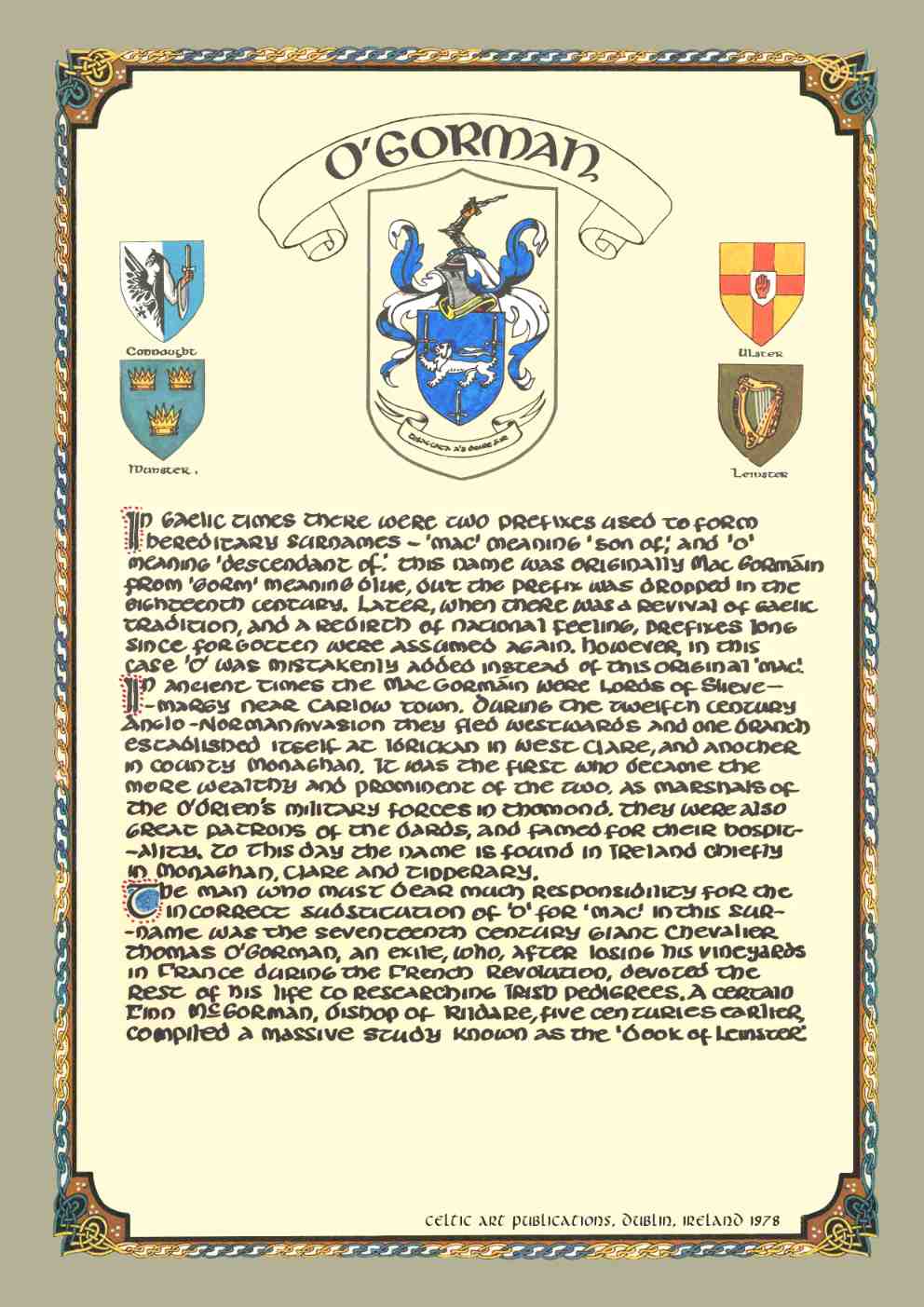 O'Gorman Family Crest Parchment