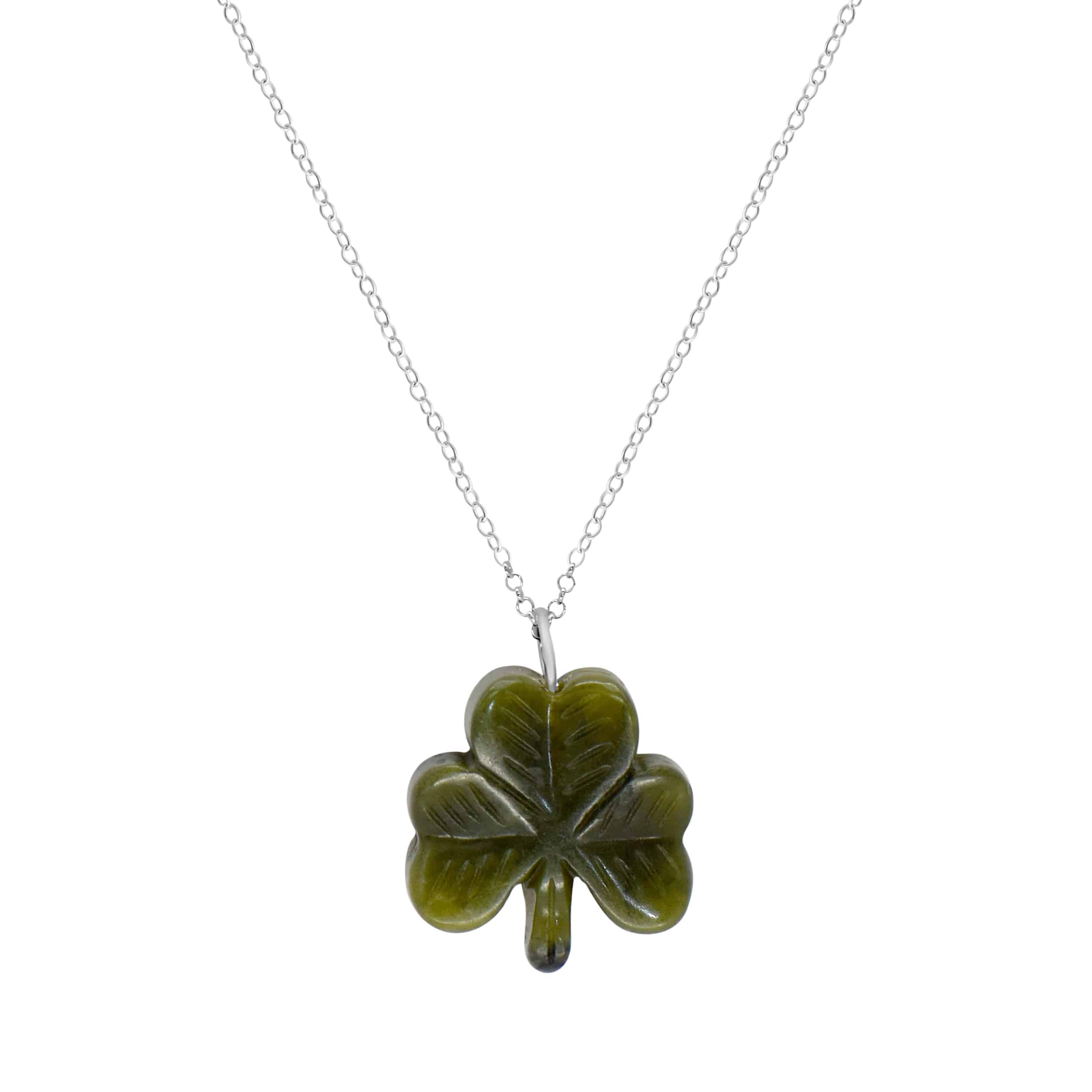 Connemara Marble Carved Shamrock Pendant