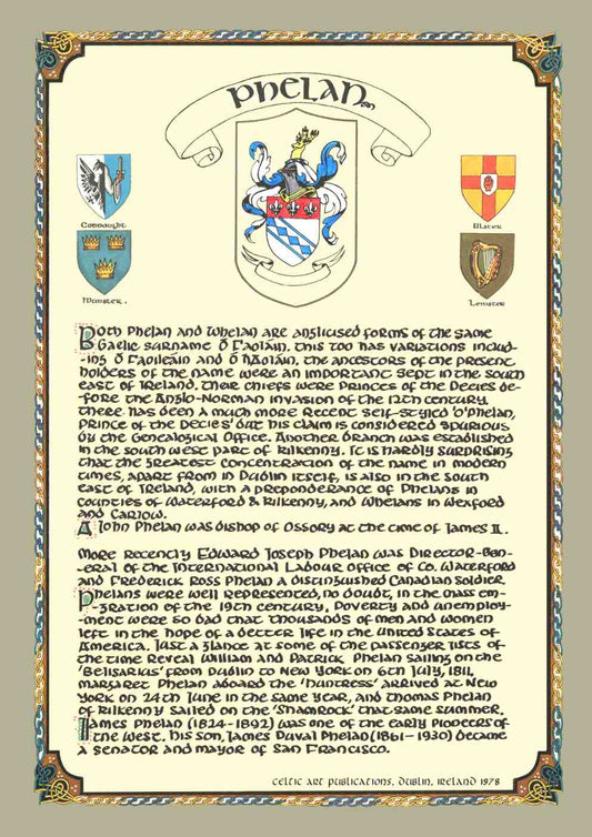 Phelan Family Crest Parchment