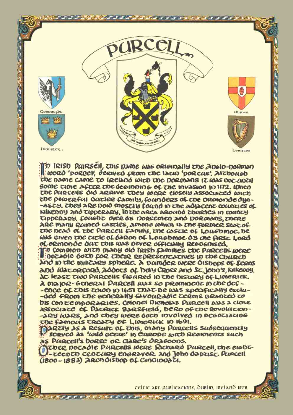 Purcell Family Crest Parchment