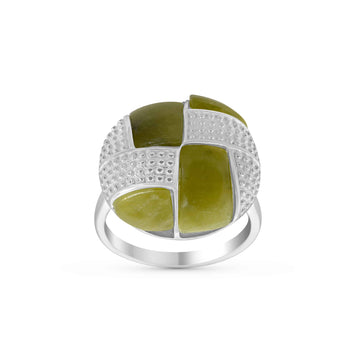 Aran Button Ring with Connemara Marble