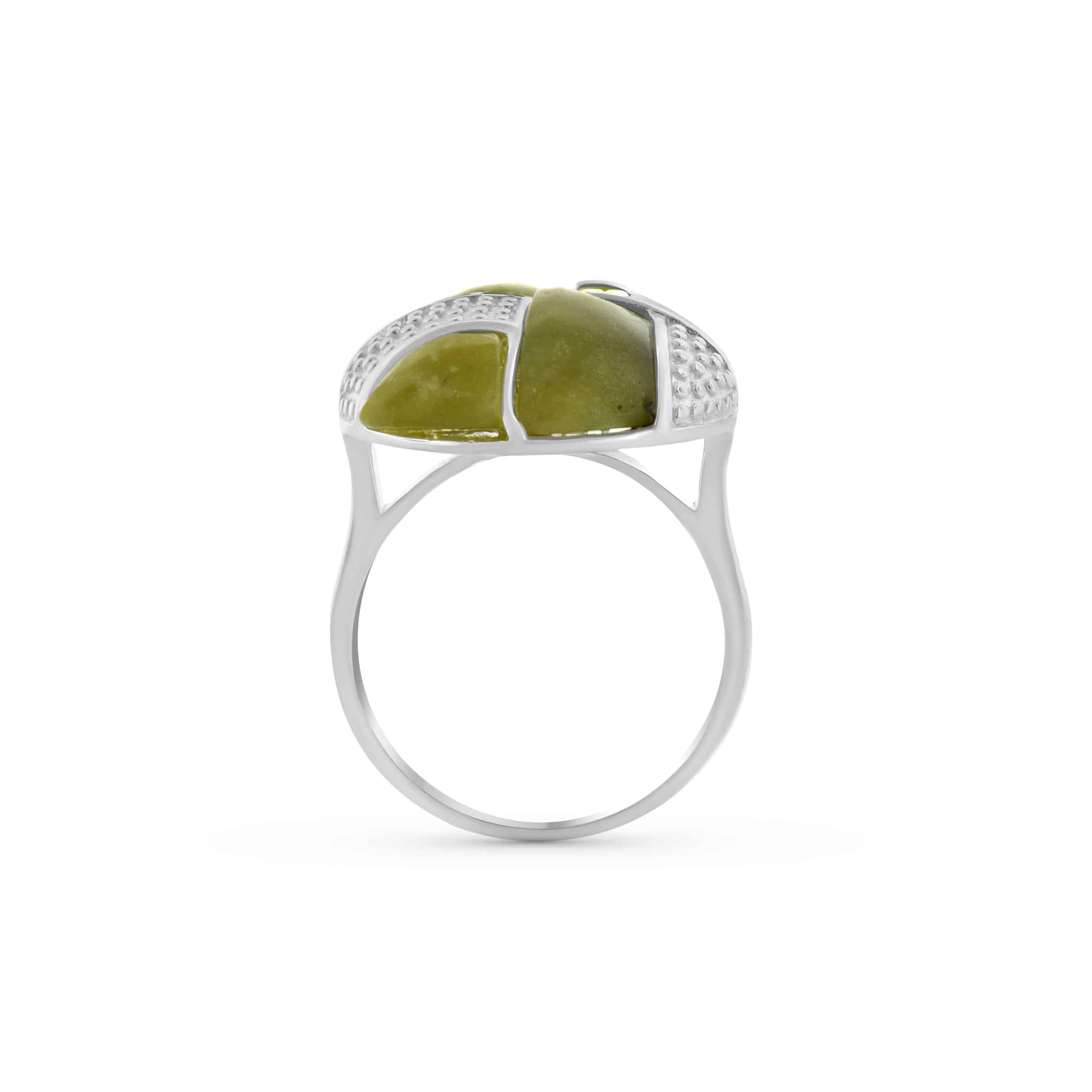 Aran Button Ring with Connemara Marble