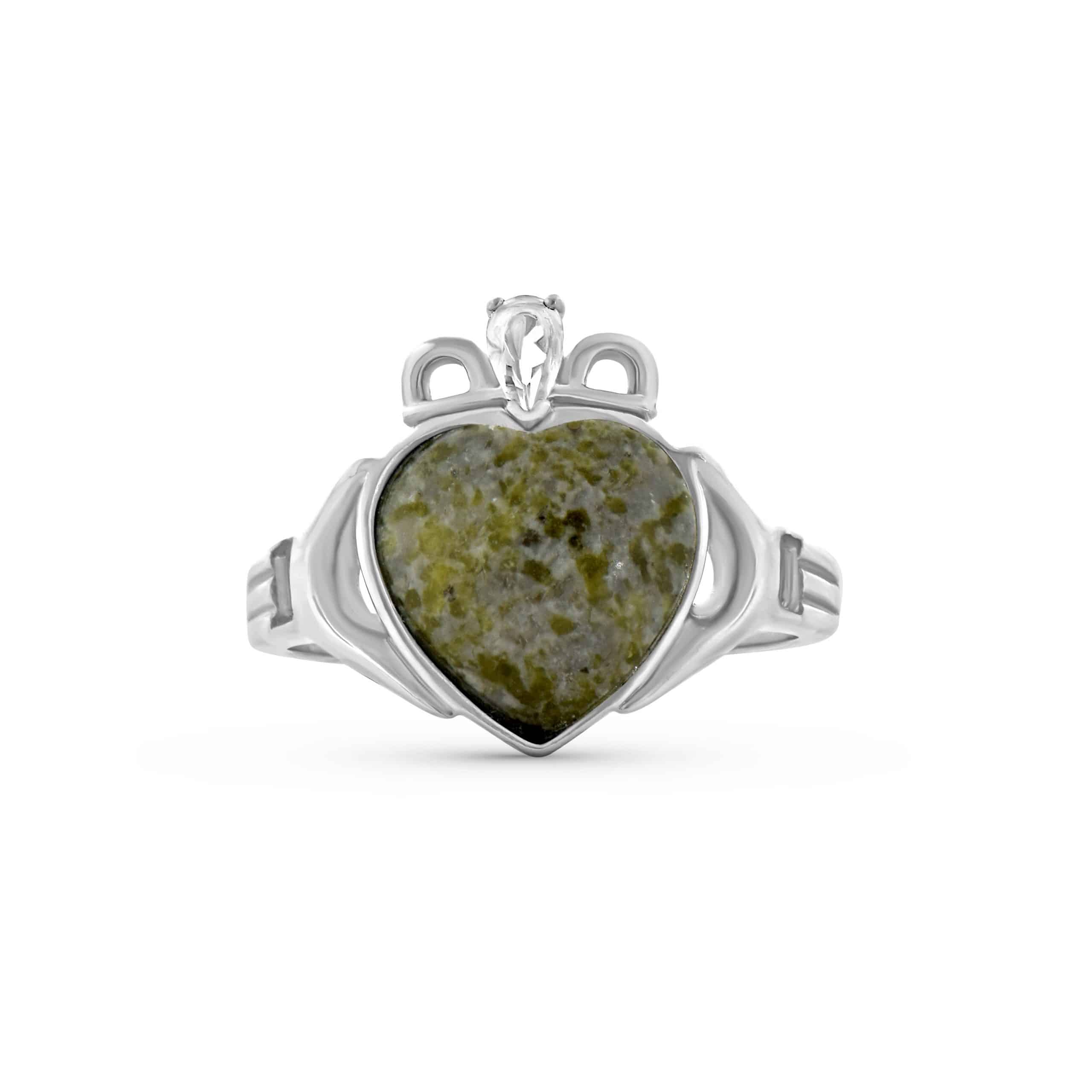 Connemara Marble Heart Claddagh Ring