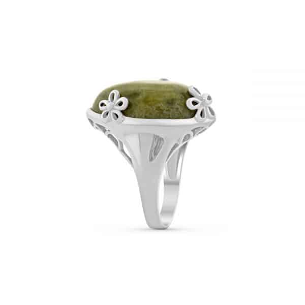 Daisy Over Connemara Marble Sterling Silver Ring