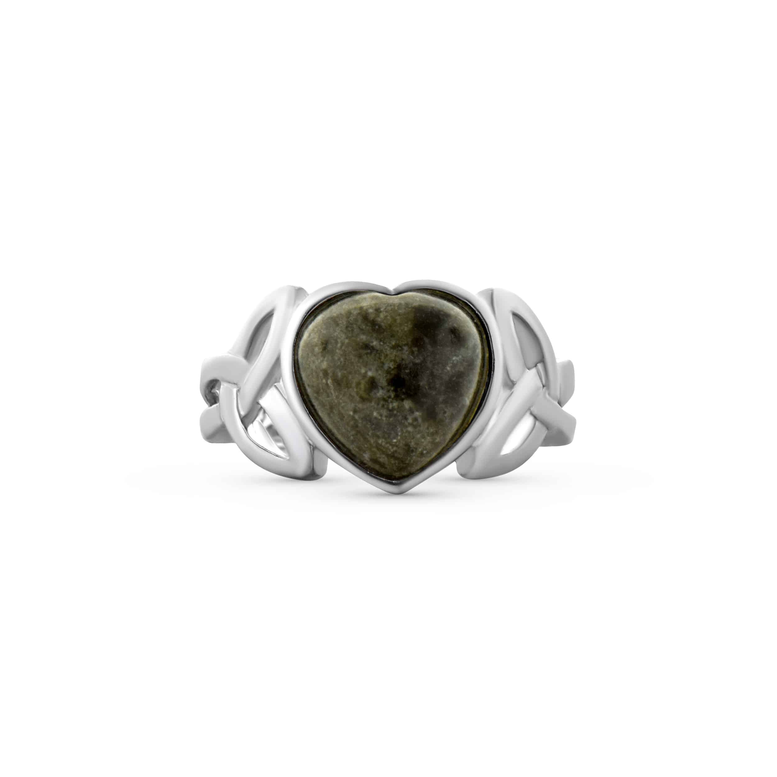 Trinity Knot Connemara Marble Heart Ring