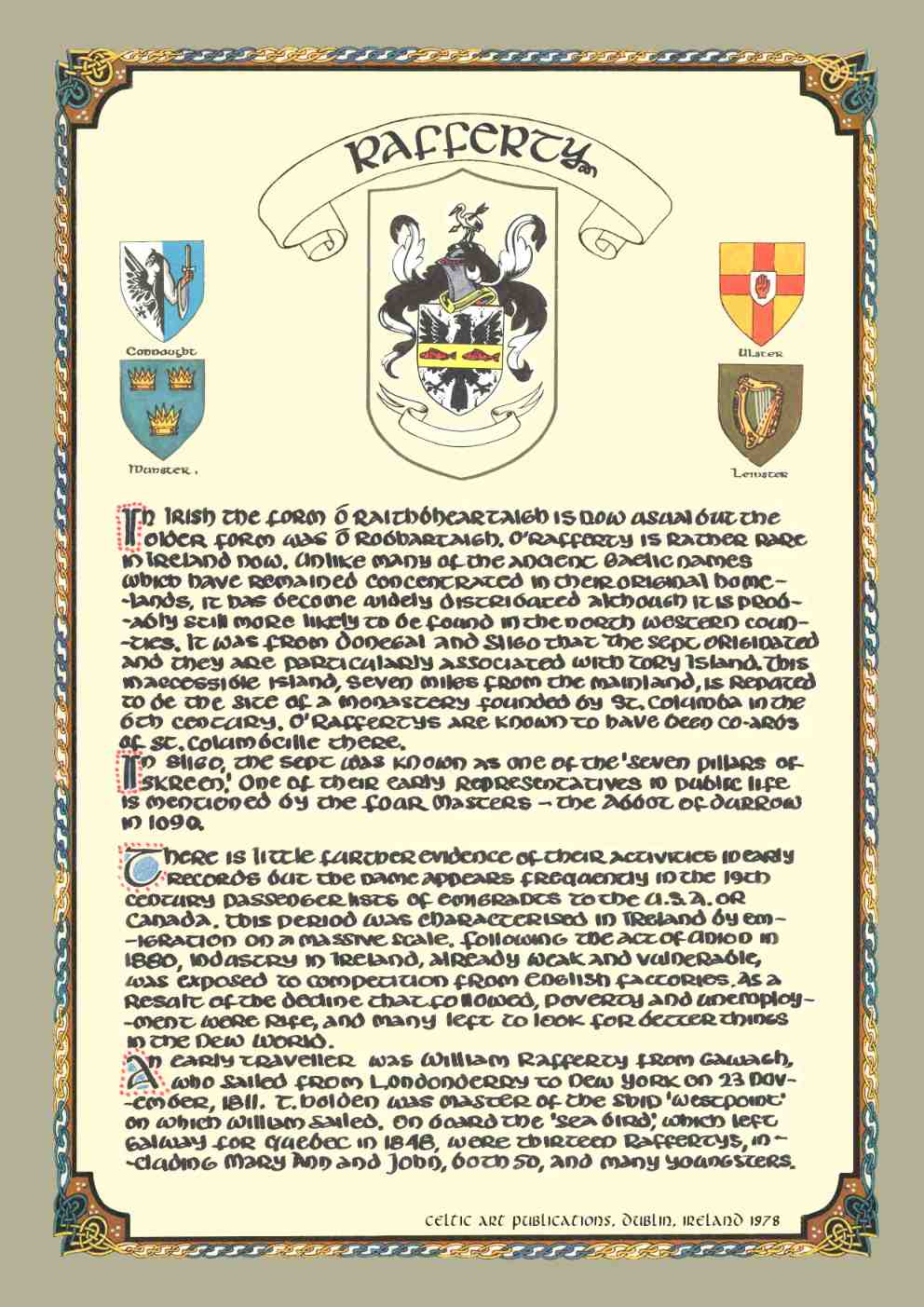 Rafferty Family Crest Parchment