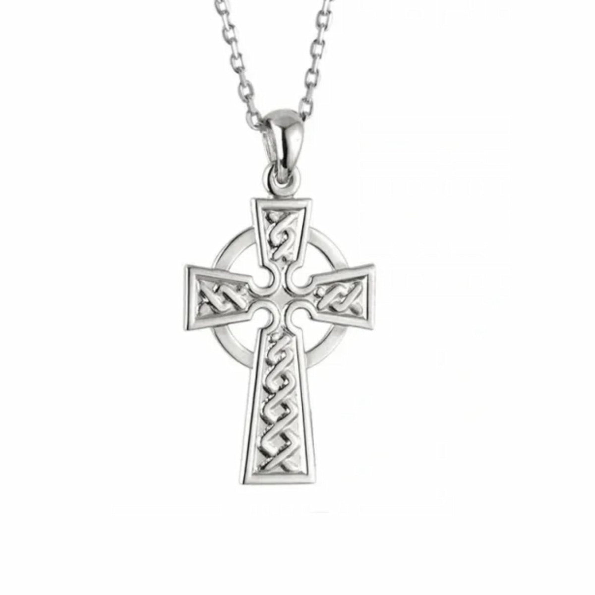 Silver Embossed Celtic Cross Necklace