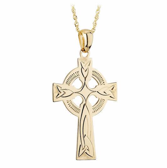 14k Gold Hand Engraved Celtic Cross