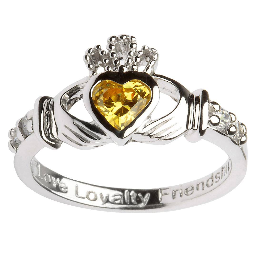 Shanore Silver Claddagh Ring November Birthstone