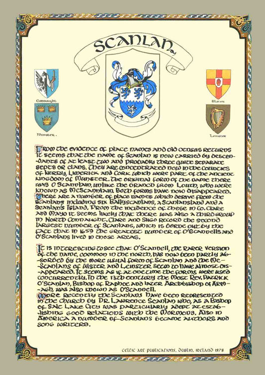 Scanlan Family Crest Parchment